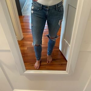 7s for all Mankind distressed blue jeans